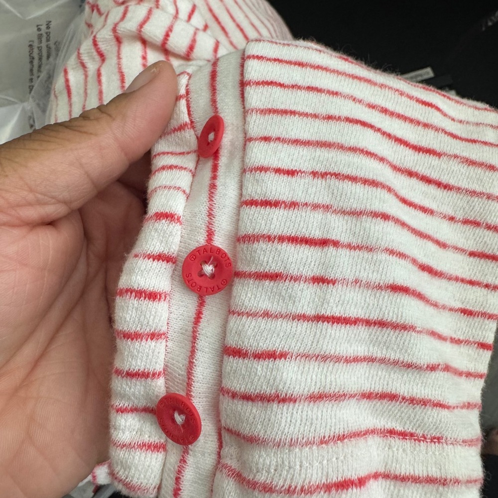 T‎ by Talbots Women's White Red Striped Cotton Long Sleeve Top XL Petite Casual - Picture 7 of 9